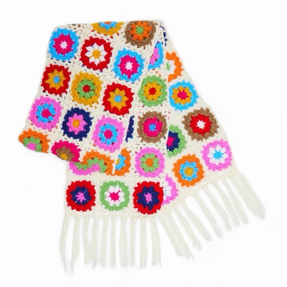 Fashion Nova Crochet Cascade Fringe Trim Scarf